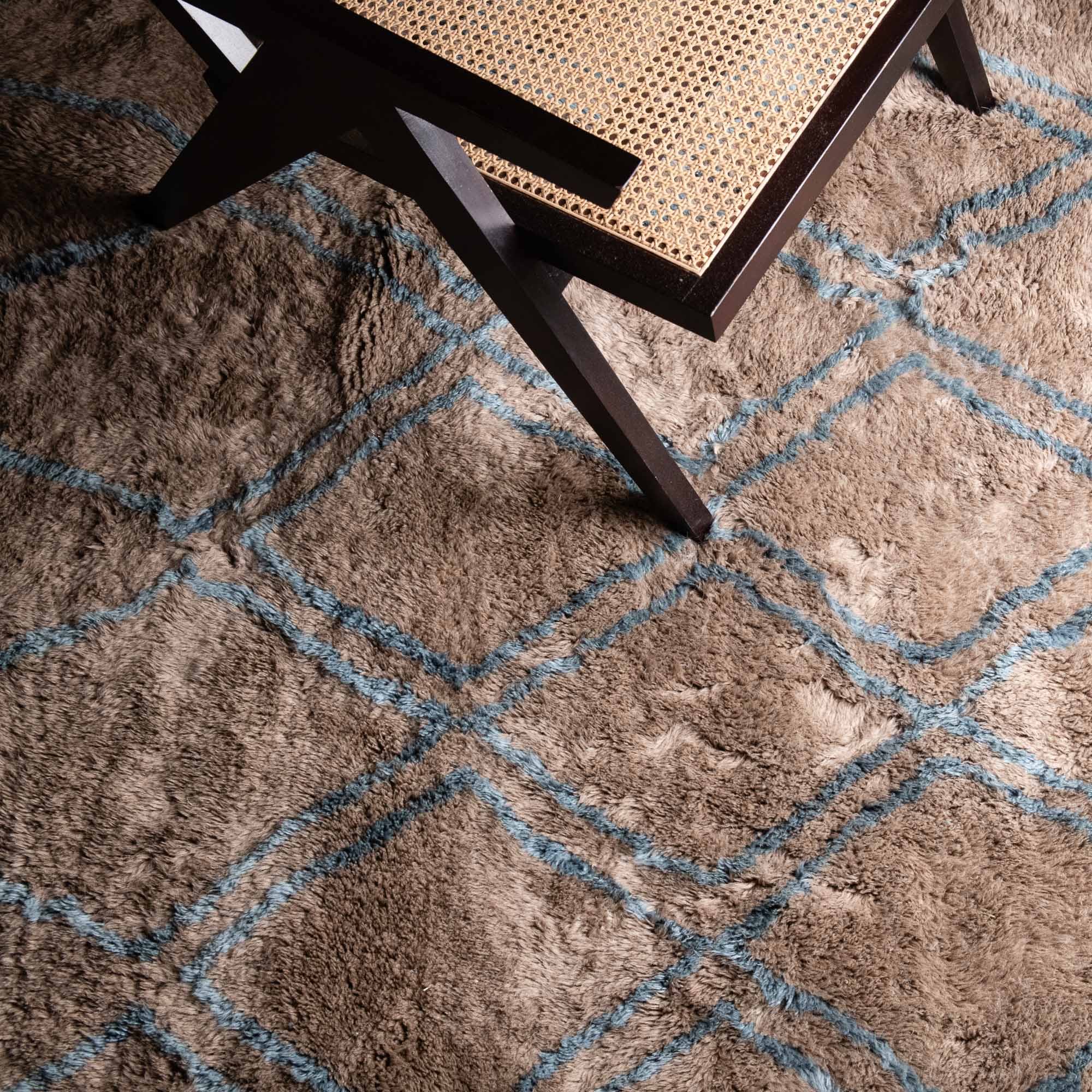 Oceanic Lattice - Luxury Shag Moroccan Rug