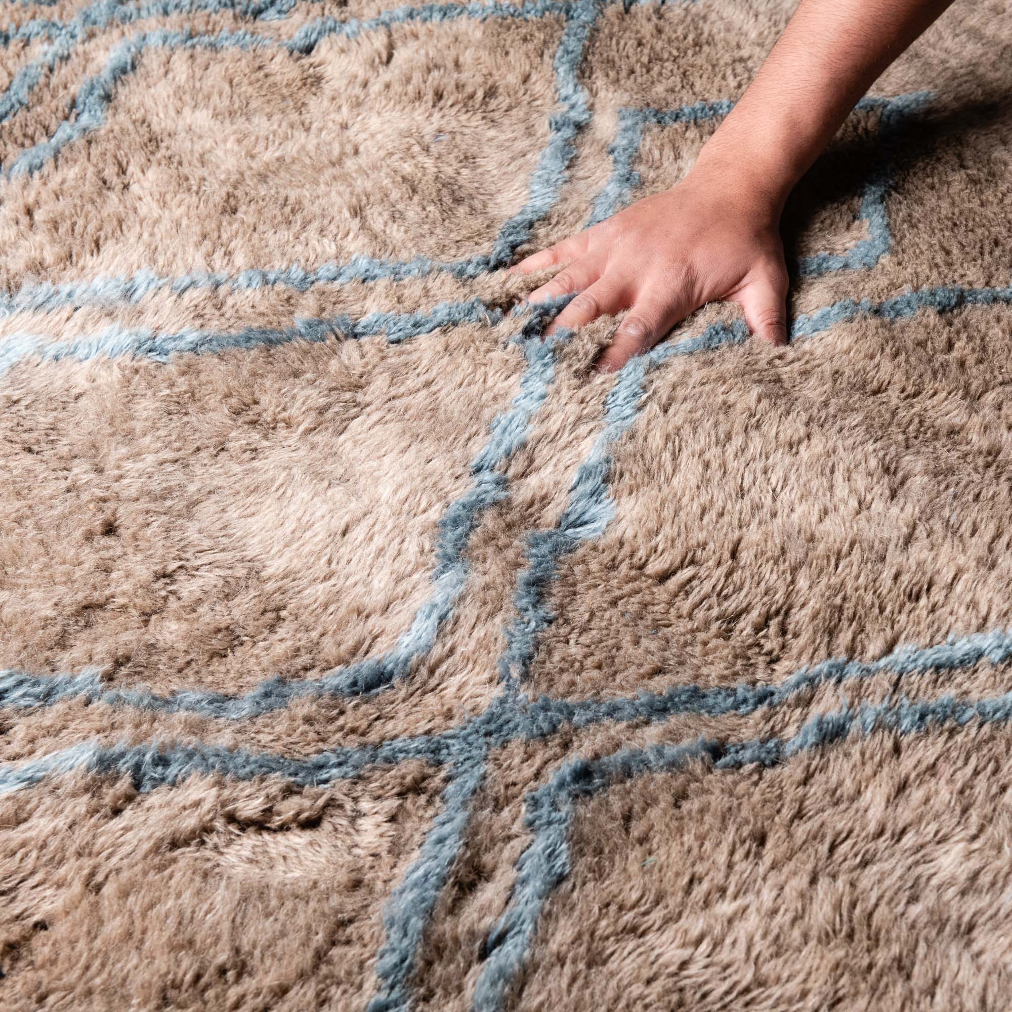 Oceanic Lattice - Luxury Shag Moroccan Rug