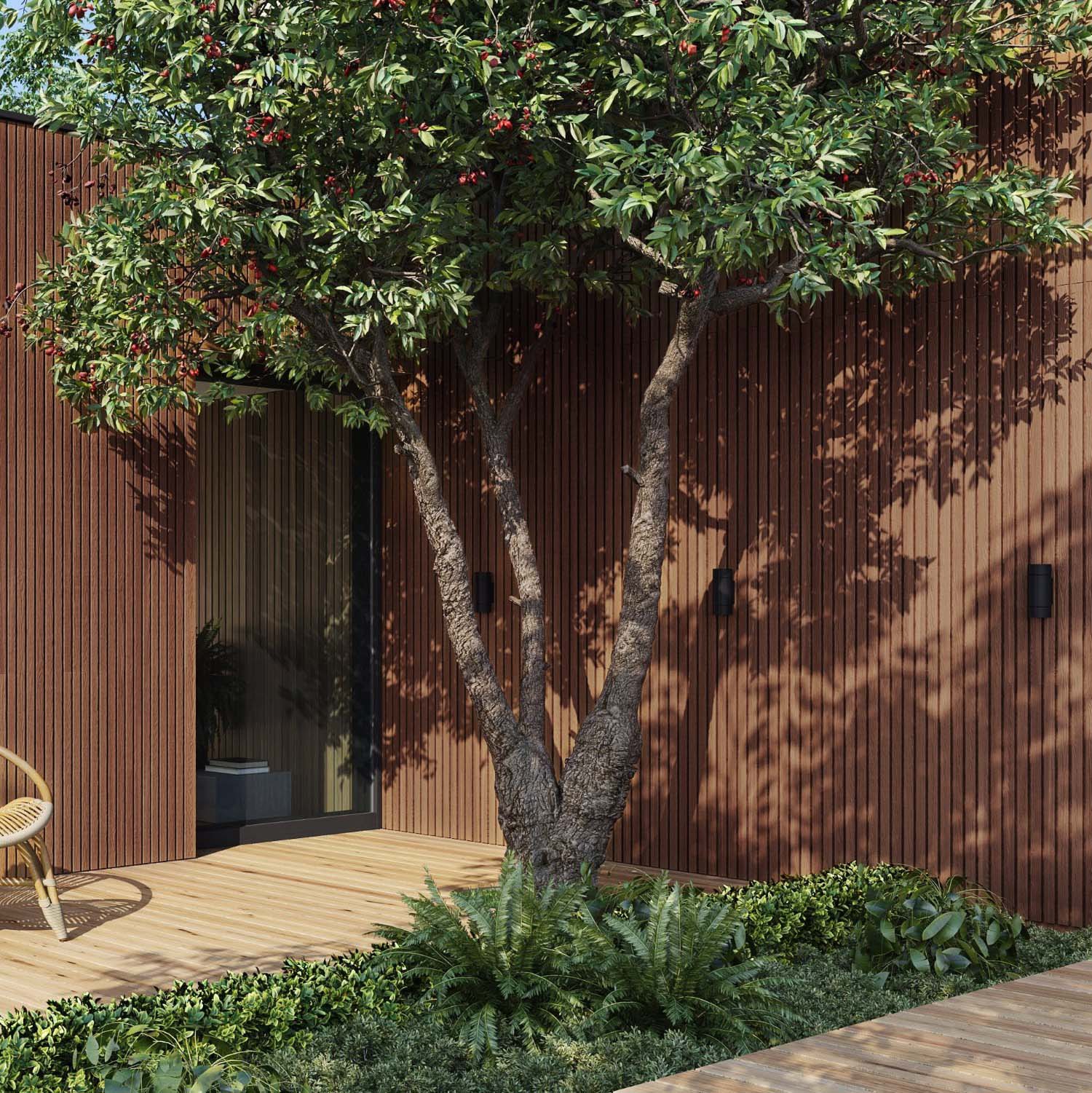 Exterior Wood-Look Composite Slat Panels