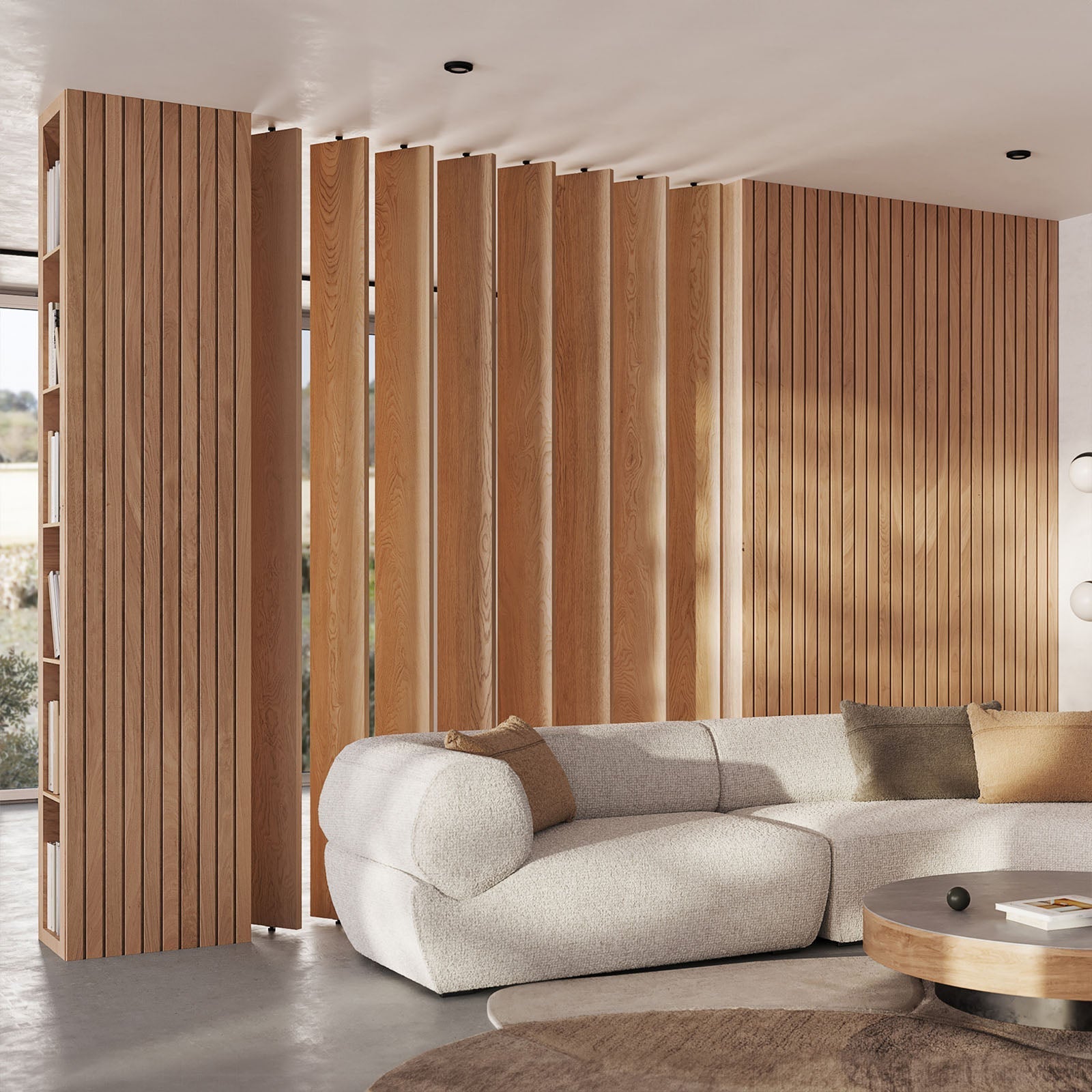 Wide Wood Slat Room Divider