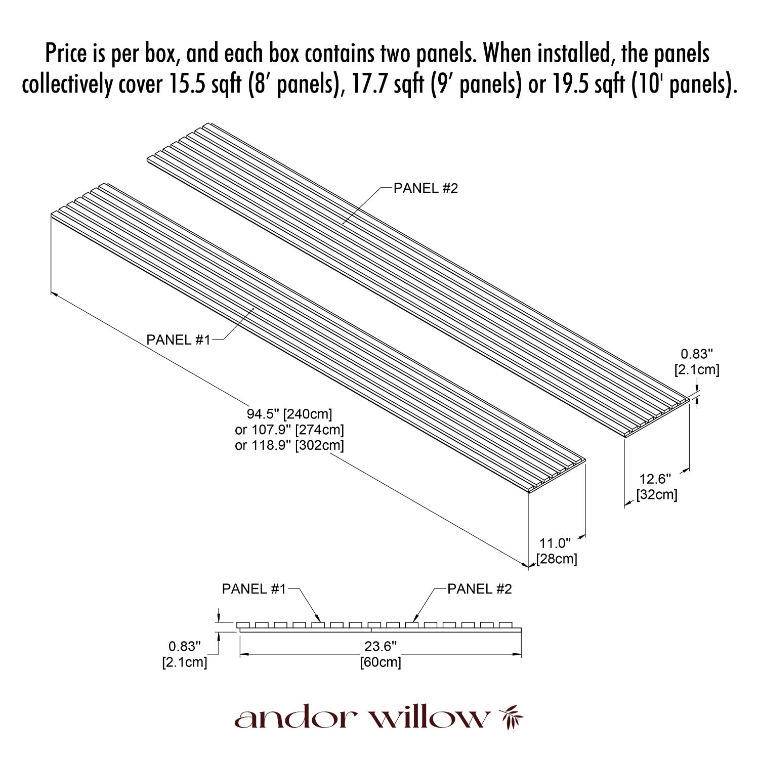 Charcoal Willow Panel
